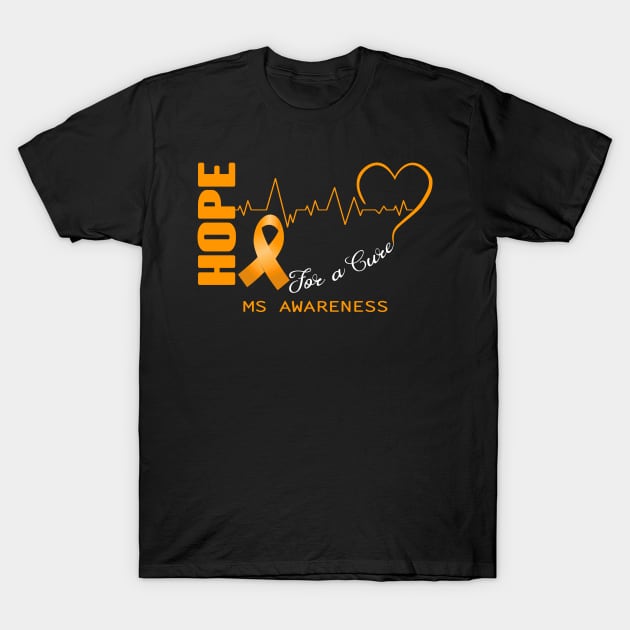 Hope For A Cure MS Awareness Support MS Warrior Gifts T-Shirt by ThePassion99